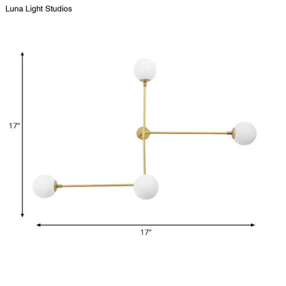 Modern design wall lamp with brass finish and frosted glass shades direct wired electric geometric chandelier