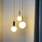 Three modern pendant lights with frosted glass ball led shades in black gold and white for living room decorbites glass ball chandelier