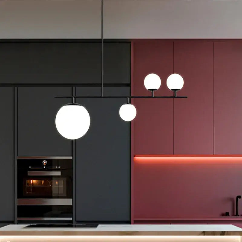 Modern black golden glass chandelier kitchen pendant light with three frosted globe lights for decorbites black golden decor