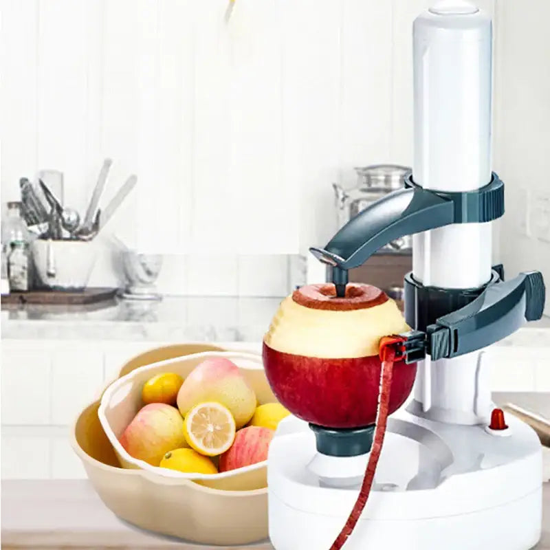 Modern black and gray electric peeler with sleek design and durable materials for efficient fruit slicing gadget use