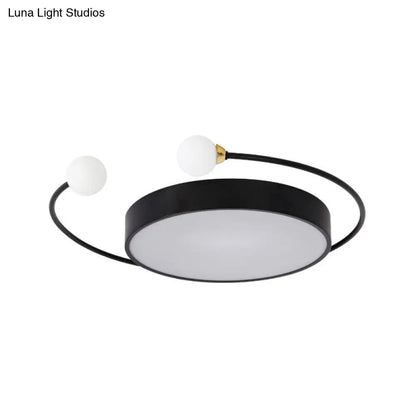 DecorBites™ DecorBites™ Modern Black/Grey LED Drum Ceiling Light with Dual Light Modes (White/Warm) - Flush Mount
