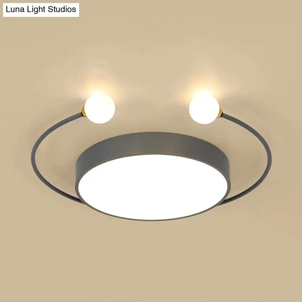 DecorBites™ DecorBites™ Modern Black/Grey LED Drum Ceiling Light with Dual Light Modes (White/Warm) - Flush Mount