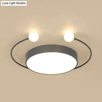 DecorBites™ DecorBites™ Modern Black/Grey LED Drum Ceiling Light with Dual Light Modes (White/Warm) - Flush Mount