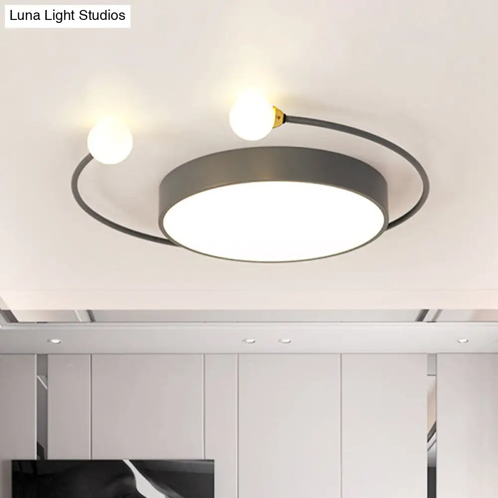 DecorBites™ DecorBites™ Modern Black/Grey LED Drum Ceiling Light with Dual Light Modes (White/Warm) - Flush Mount