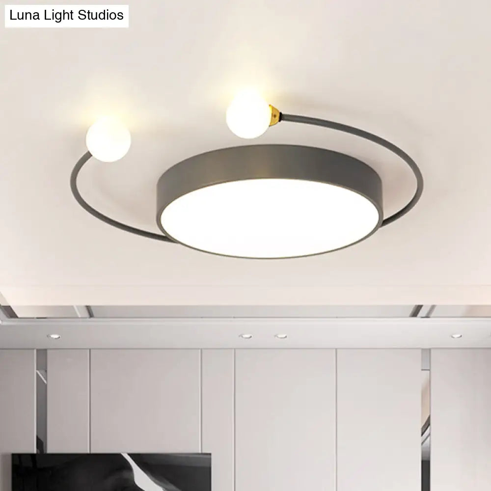 DecorBites™ DecorBites™ Modern Black/Grey LED Drum Ceiling Light with Dual Light Modes (White/Warm) - Flush Mount
