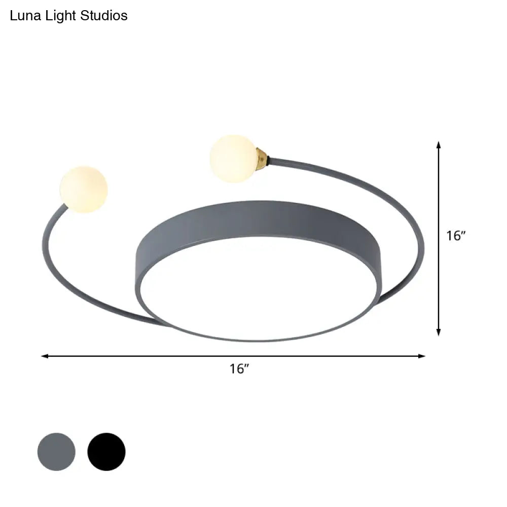 DecorBites™ DecorBites™ Modern Black/Grey LED Drum Ceiling Light with Dual Light Modes (White/Warm) - Flush Mount