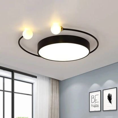 DecorBites™ DecorBites™ Modern Black/Grey LED Drum Ceiling Light with Dual Light Modes (White/Warm) - Flush Mount