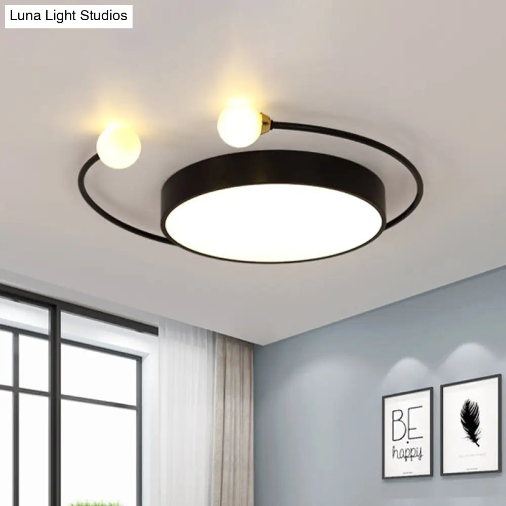 DecorBites™ DecorBites™ Modern Black/Grey LED Drum Ceiling Light with Dual Light Modes (White/Warm) - Flush Mount