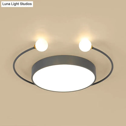 DecorBites™ DecorBites™ Modern Black/Grey LED Drum Ceiling Light with Dual Light Modes (White/Warm) - Flush Mount