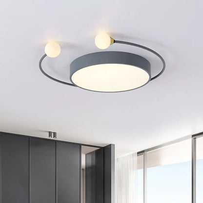 DecorBites™ DecorBites™ Modern Black/Grey LED Drum Ceiling Light with Dual Light Modes (White/Warm) - Flush Mount