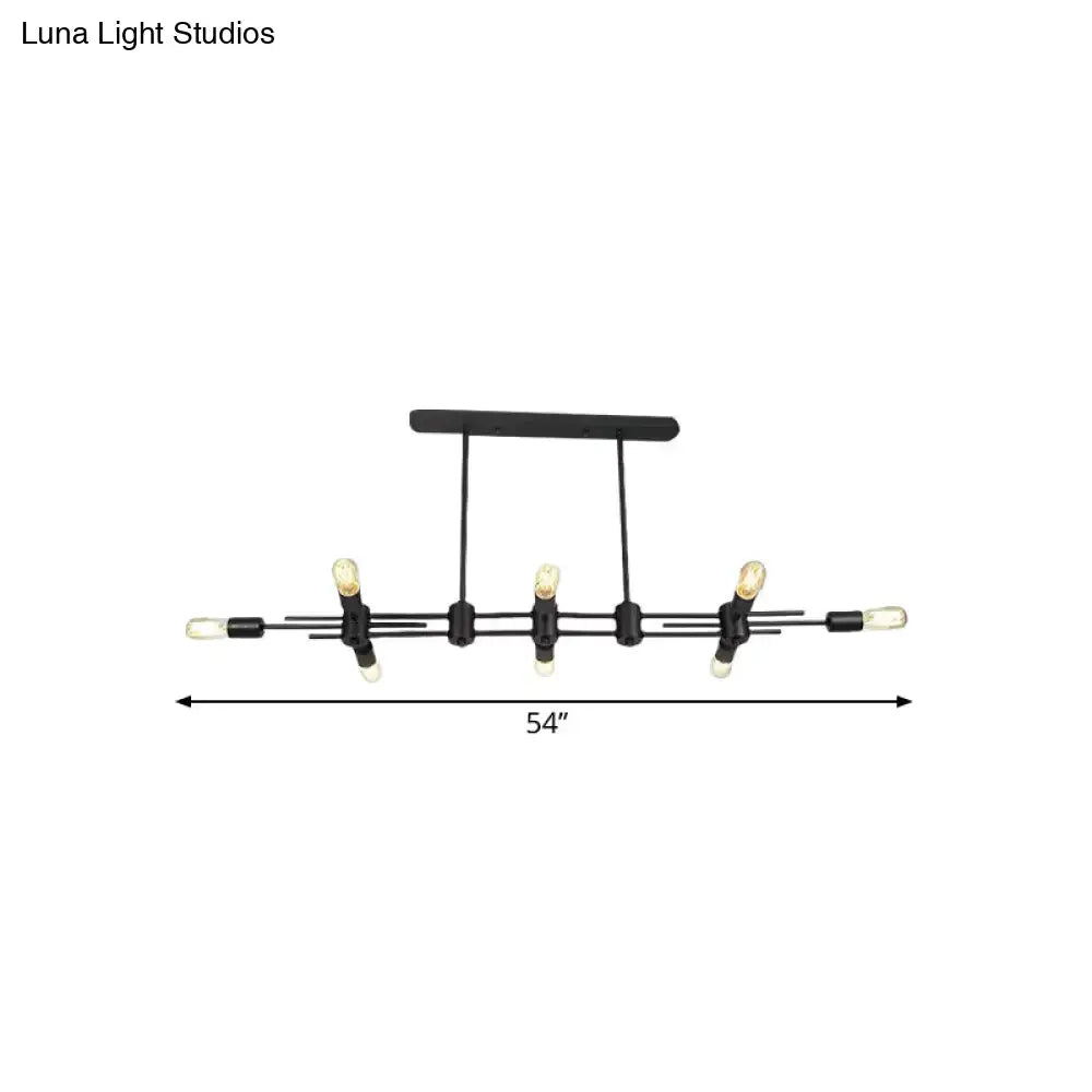 DecorBites modern black industrial pendant light with five exposed bulbs metallic finish 54-inch span ideal for restaurants