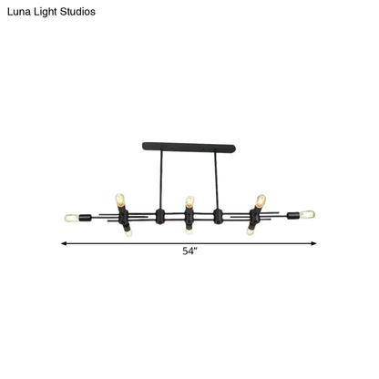 DecorBites modern black industrial pendant light with five exposed bulbs metallic finish 54-inch span ideal for restaurants