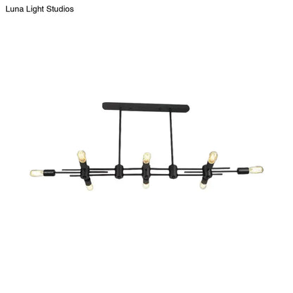 DecorBites modern black hanging chandelier with five exposed Edison bulbs metallic finish for restaurant lighting