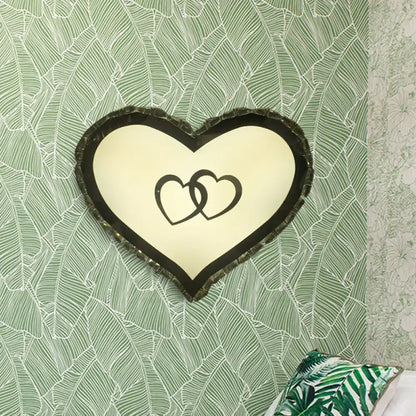 Modern black heart crystal shade wall sconce with textured frame and interlocking hearts for bedroom lighting