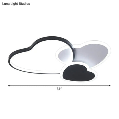 DecorBites™ DecorBites™ Modern Black Heart LED Flush Mount Light for Bedroom Ceiling