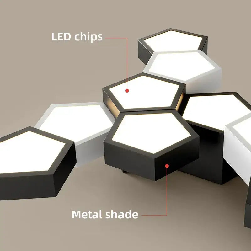 Modern black hexagonal geometric ceiling lamps with sleek metal shade and bright white illumination for master bedroom decorbites ceiling lamps