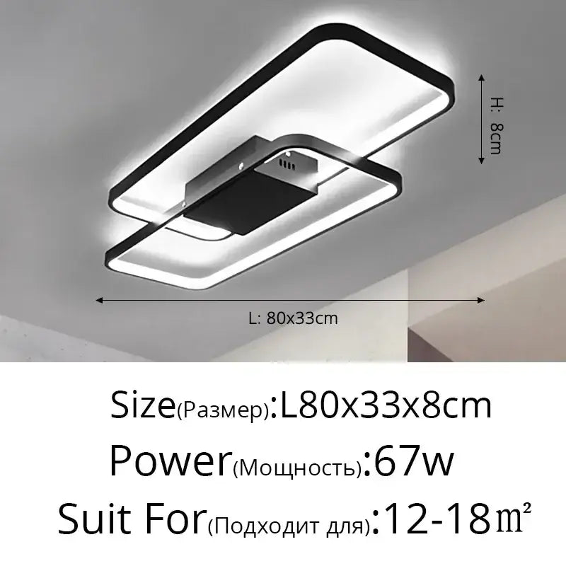 Modern black intersecting led ceiling light with sleek frame and overlapping panels for decorbites elegant ceiling decor