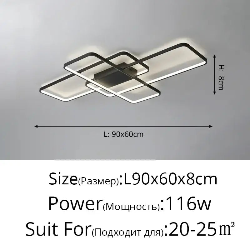 Modern black intersecting led ceiling light with sleek geometric design and illuminated panels for decorbites elegant ceiling decor