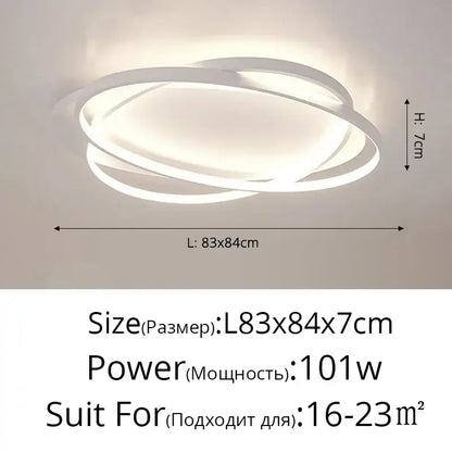 Modern black intersecting led ceiling light with three overlapping rings dimmable decorbites elegant ceiling fixture