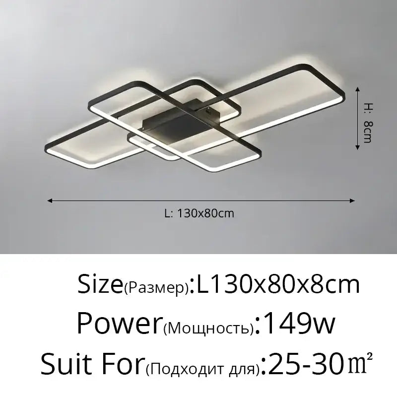Modern black intersecting led ceiling light with rectangular panels and sleek design for decorbites elegant ceiling decor