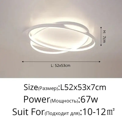 Modern black intersecting led ceiling light with three white interlocking rings for decorbites elegant ceiling decor