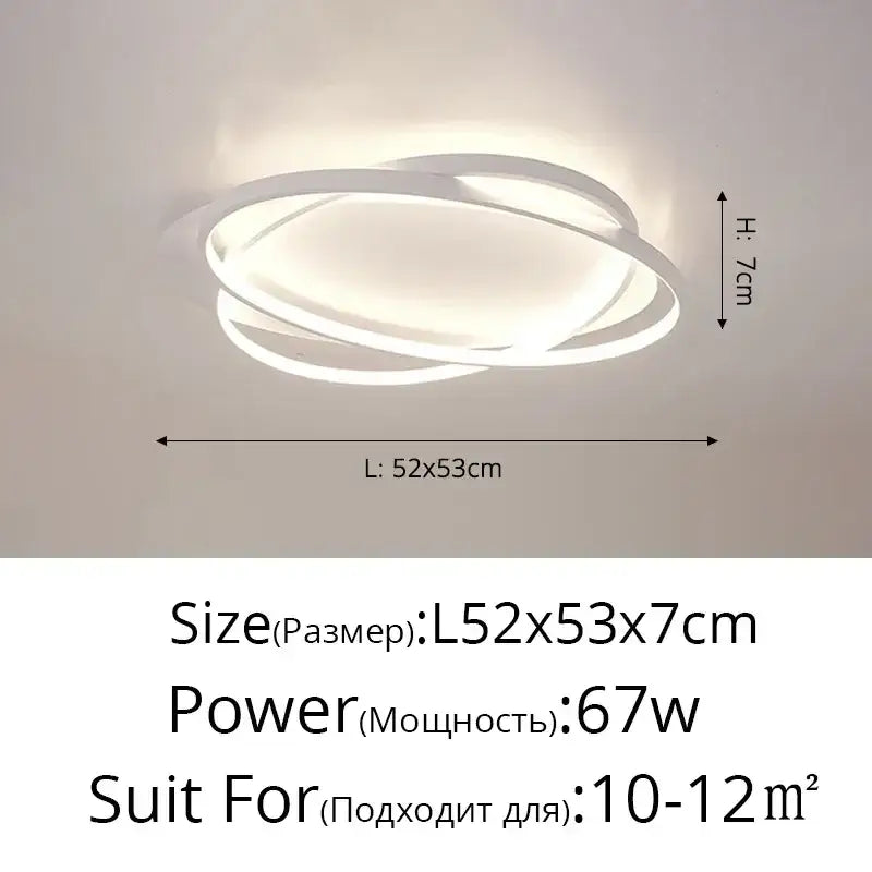 Modern black intersecting led ceiling light with three white interlocking rings for decorbites elegant ceiling decor