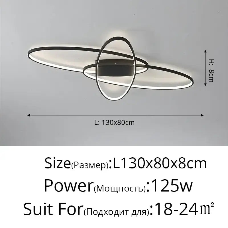 Modern black intersecting led ceiling light with sleek rings for living room decorbites elegant ceiling lighting