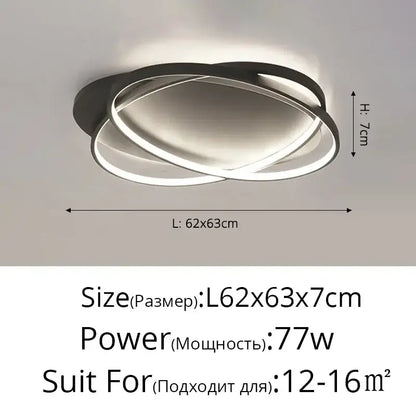 Modern black intersecting led ceiling light with sleek intertwined circular design for decorbites elegant ceiling decor