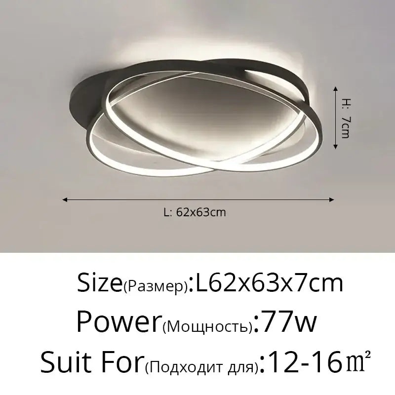 Modern black intersecting led ceiling light with sleek intertwined circular design for decorbites elegant ceiling decor