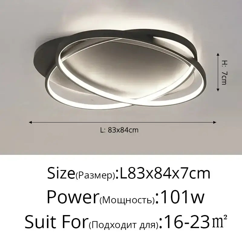 Modern black and white led decorbites dimmable ceiling light with a sleek intertwined circular design for interior use