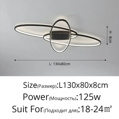 Modern black intersecting rectangular decorbites dimmable ceiling light with sleek white led rings and a dimmable ceiling feature