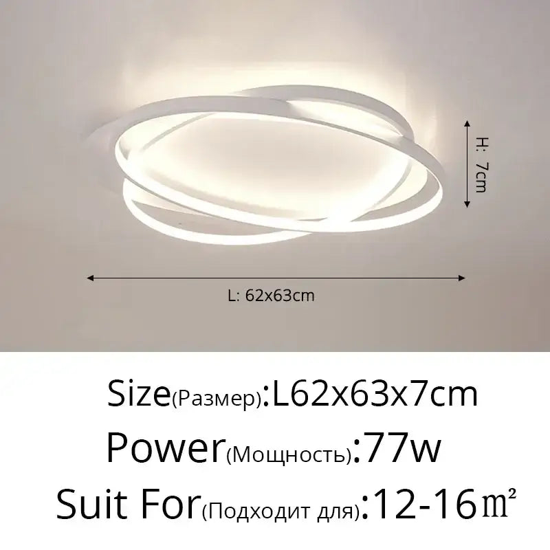 Modern white led ceiling light with three overlapping circular rings for decorbites dimmable ceiling use