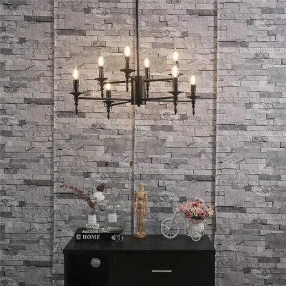 Modern black iron art led pendant chandelier with multiple lit candle like bulbs for living room decorbites iron art