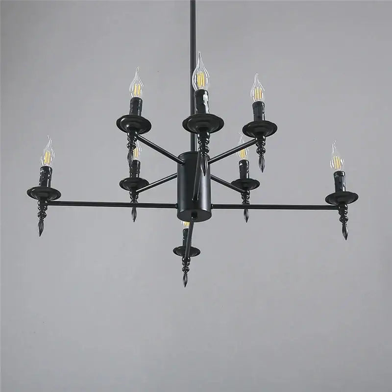 Modern black iron art led pendant chandelier featuring candle-style bulbs for living room decorbites iron art design