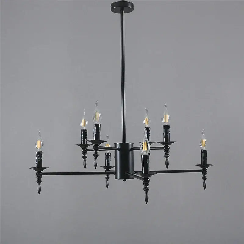 Modern black iron art led pendant chandelier with multiple candle-style bulbs for living room decorbites iron art