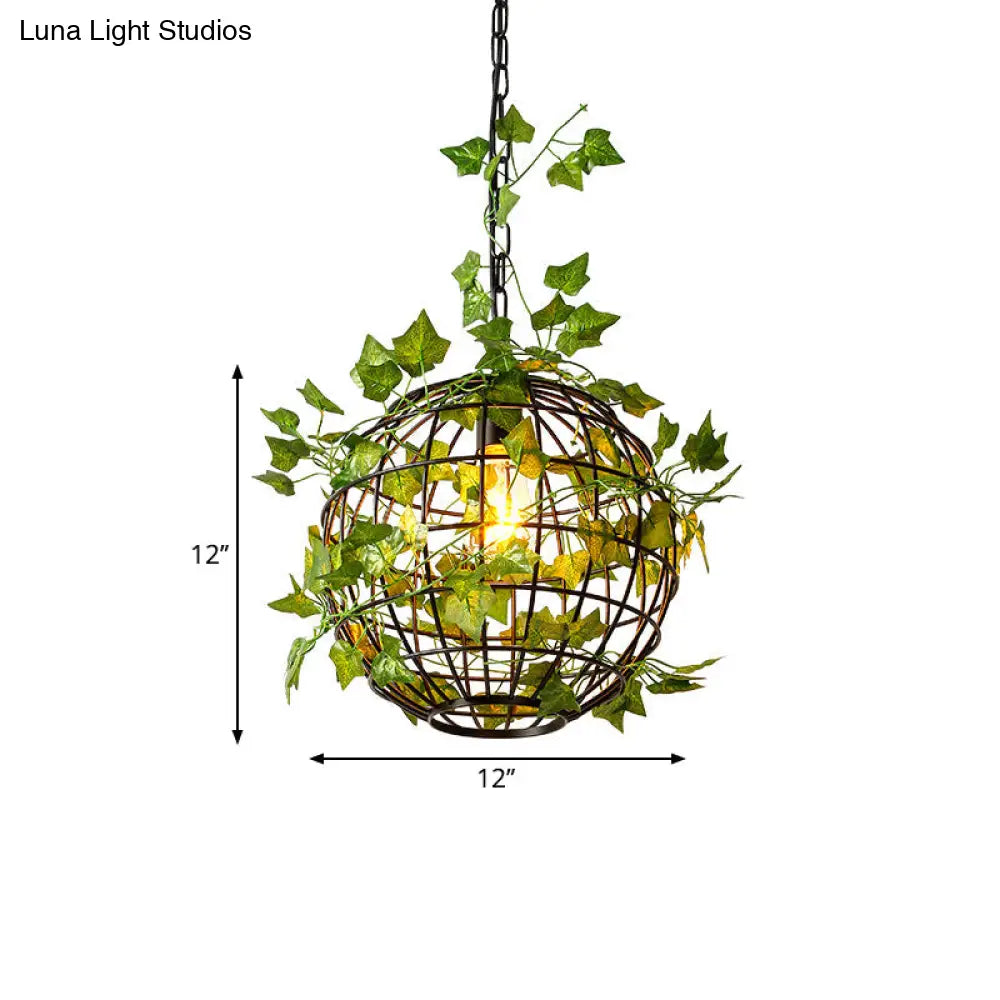 Modern Black Iron Ceiling Pendant Light with Colorful Art Vine Accents