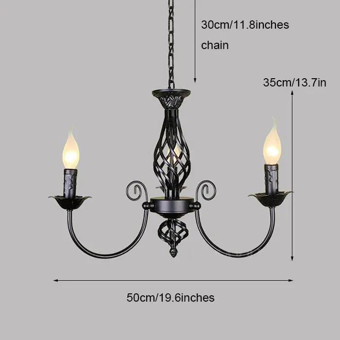 Modern Black Iron Chandelier for Living Room - black 3-light - Chandelier