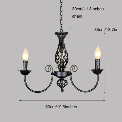 Modern Black Iron Chandelier for Living Room - black 3-light - Chandelier