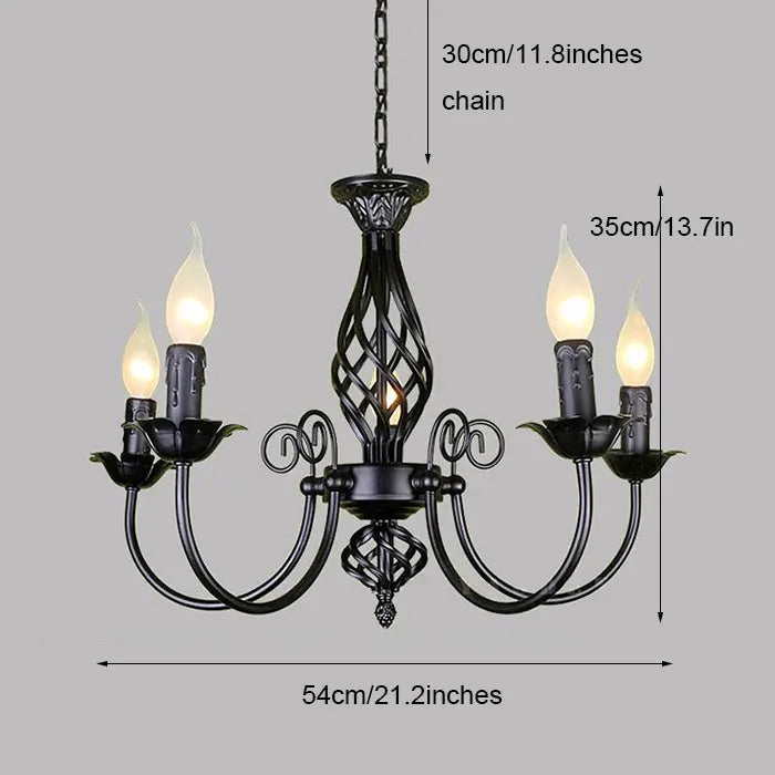 Modern Black Iron Chandelier for Living Room - black 5-light - Chandelier