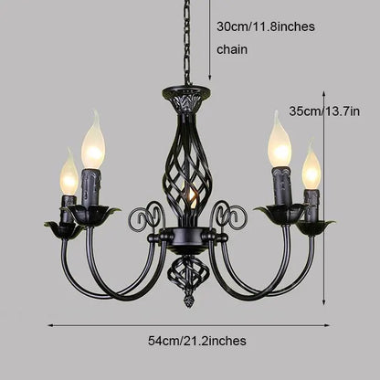 Modern Black Iron Chandelier for Living Room - black 5-light - Chandelier