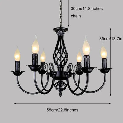 Modern Black Iron Chandelier for Living Room - black 6-light - Chandelier