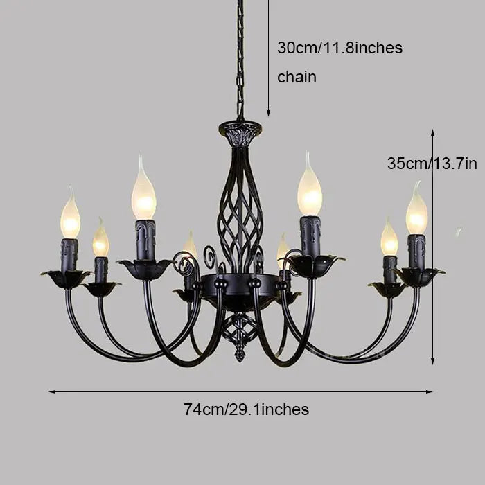 Modern Black Iron Chandelier for Living Room - black 8-light - Chandelier