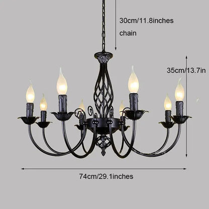 Modern Black Iron Chandelier for Living Room - black 8-light - Chandelier