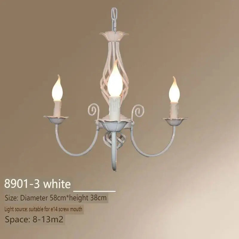 Modern Black Iron Chandelier for Living Room - white 3-light - Chandelier