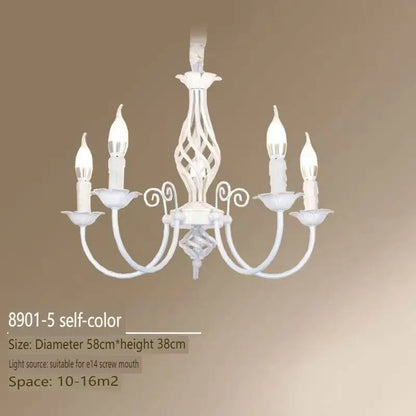 Modern Black Iron Chandelier for Living Room - white 5-light - Chandelier