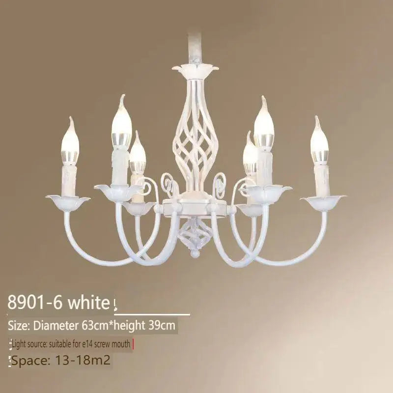 Modern Black Iron Chandelier for Living Room - white 6-light - Chandelier