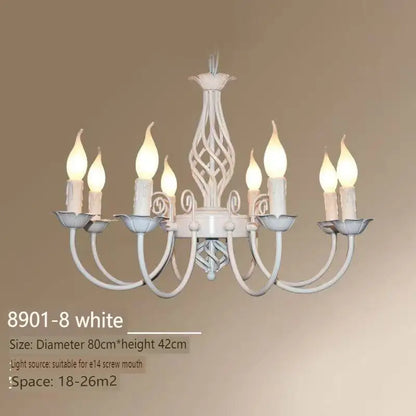 Modern Black Iron Chandelier for Living Room - white 8-light - Chandelier