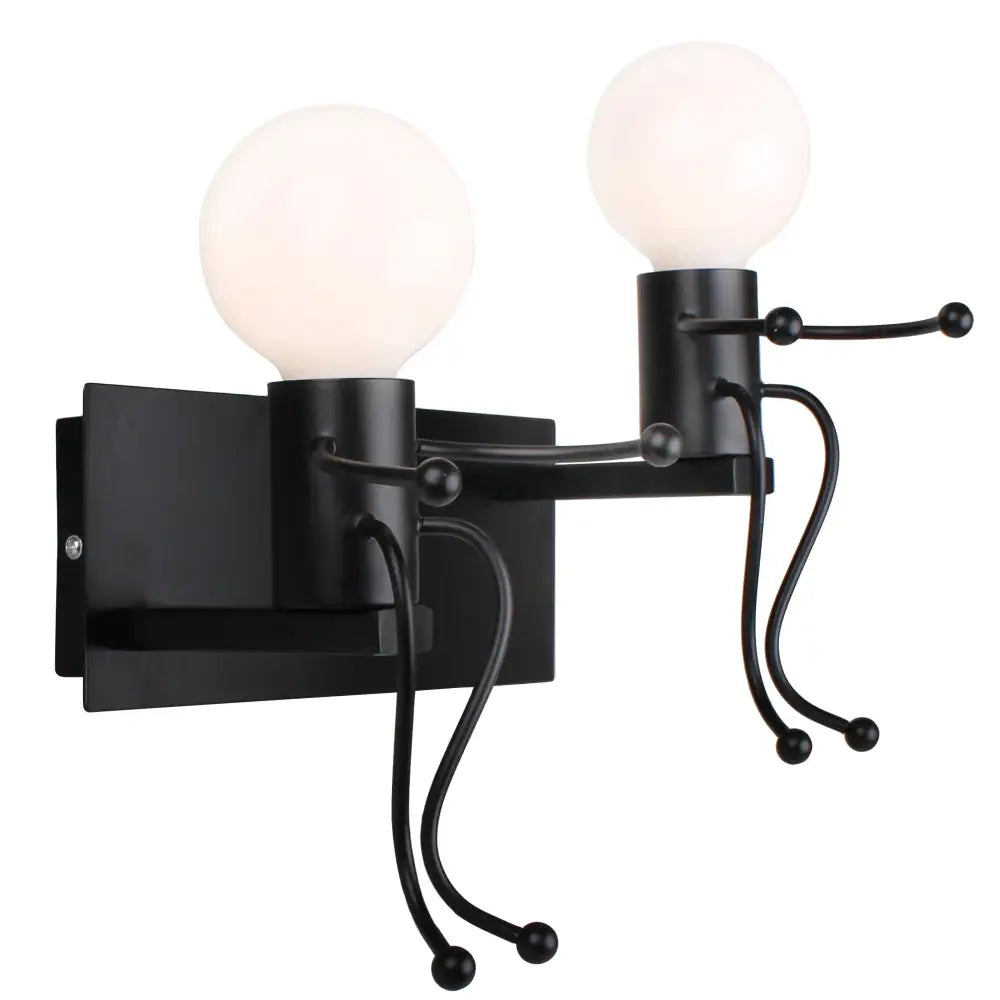 Modern black iron wall sconce with whimsical arms and frosted glass bulbs for decorbites creative led wall decor