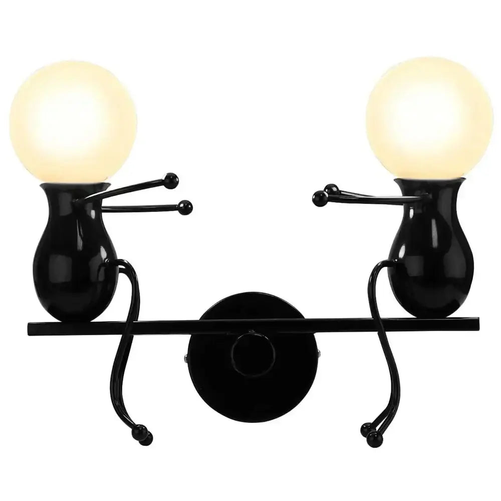 Modern black iron wall sconce with whimsical arms and glowing bulbs for decorbites creative led wall bedroom decor