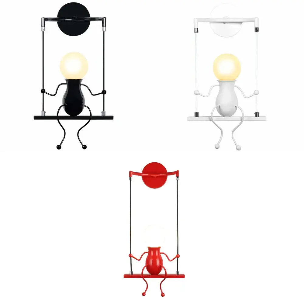 Modern black iron creative led wall sconce with articulated arms and glowing bulbs for bedroom decorbites creative led decor